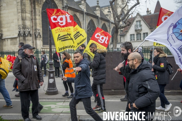 Manifestation nationale des cheminots contre le projet de réforme de leur statut à Paris le 22 mars 2018