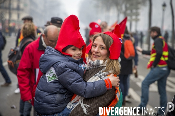 Manifestation nationale des cheminots contre le projet de réforme de leur statut à Paris le 22 mars 2018