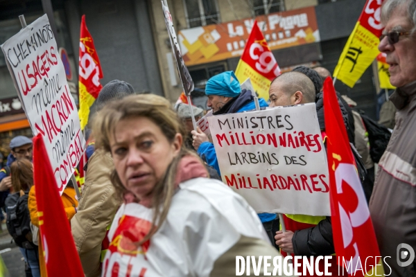 Manifestation nationale des cheminots contre le projet de réforme de leur statut à Paris le 22 mars 2018