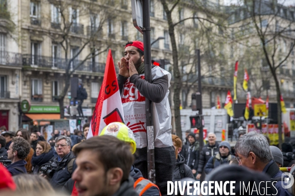 Manifestation nationale des cheminots contre le projet de réforme de leur statut à Paris le 22 mars 2018