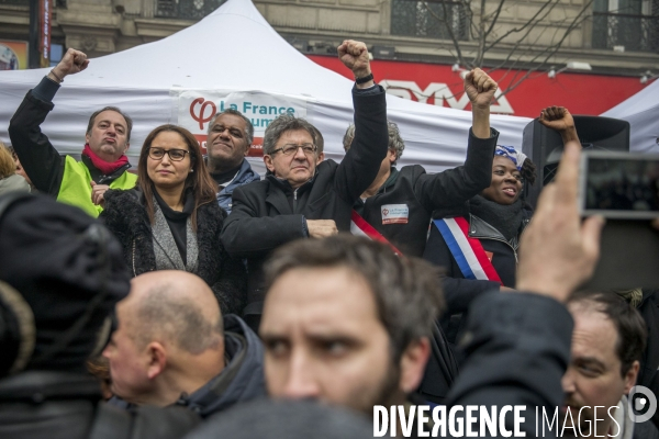 Manifestation nationale des cheminots contre le projet de réforme de leur statut à Paris le 22 mars 2018