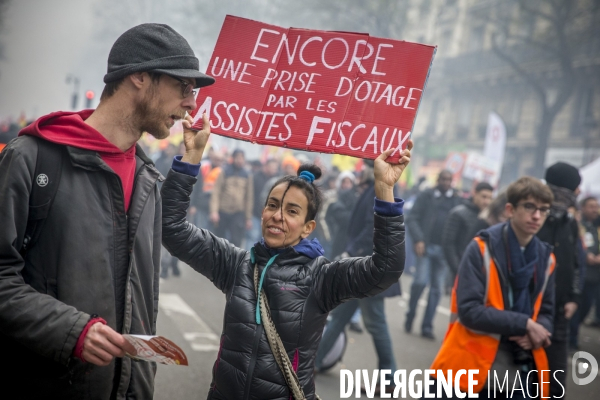 Manifestation nationale des cheminots contre le projet de réforme de leur statut à Paris le 22 mars 2018