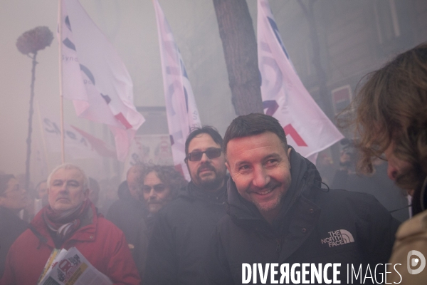 Manifestation nationale des cheminots contre le projet de réforme de leur statut à Paris le 22 mars 2018