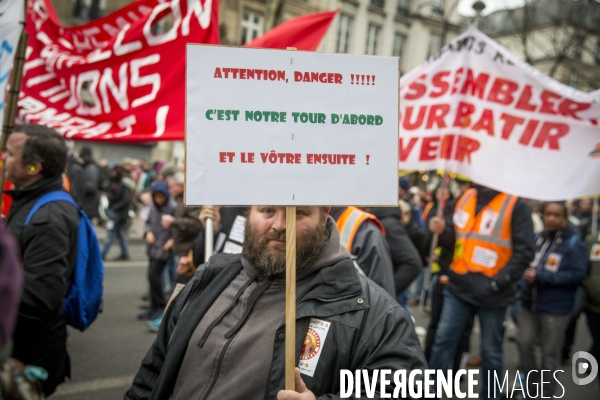 Manifestation nationale des cheminots contre le projet de réforme de leur statut à Paris le 22 mars 2018