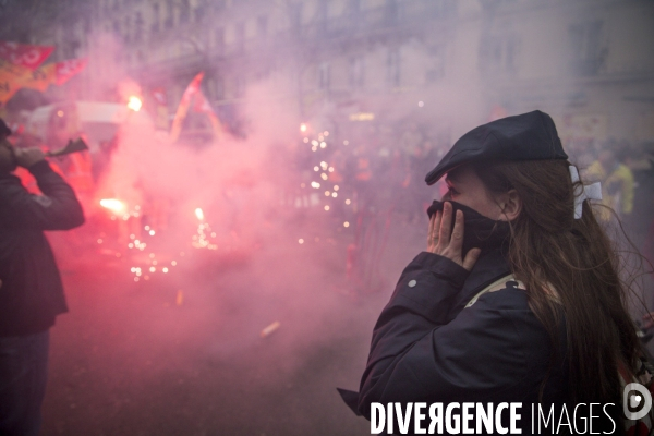 Manifestation nationale des cheminots contre le projet de réforme de leur statut à Paris le 22 mars 2018