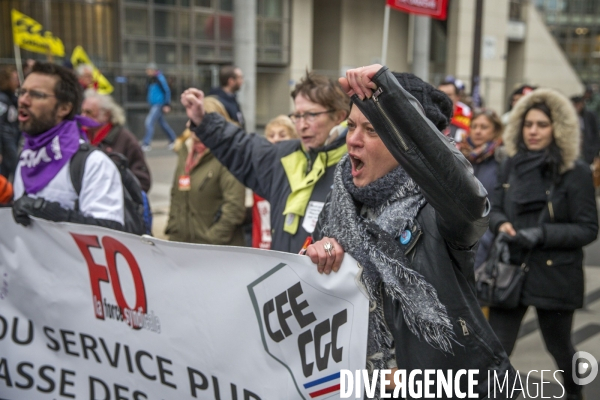 Manifestation nationale des cheminots contre le projet de réforme de leur statut à Paris le 22 mars 2018