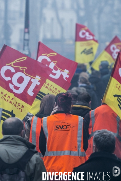 Manifestation des cheminots à Paris