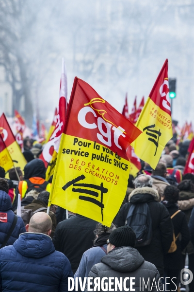 Manifestation des cheminots à Paris