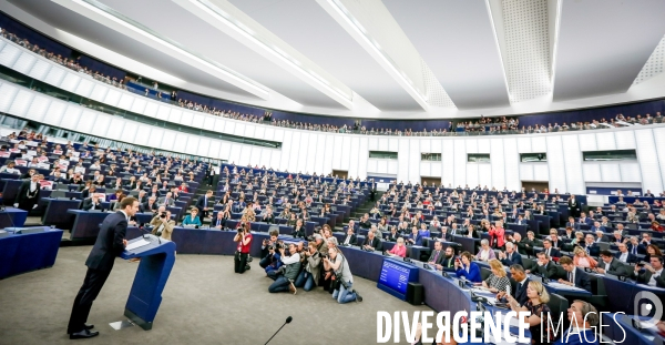 Emmanuel Macron au Parlement Européen de Strasbourg