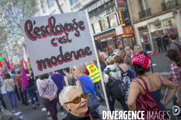 Manifestation des convergences CGT et Solidaires contre les réformes du gouvernement