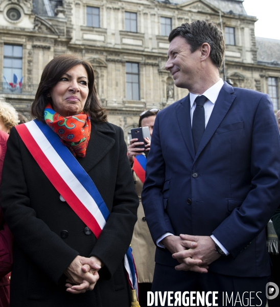 Hommage d Anne HIDALGO et Benjamin GRIVEAUX à Brahim BOUARRAM, assassiné en 1995.