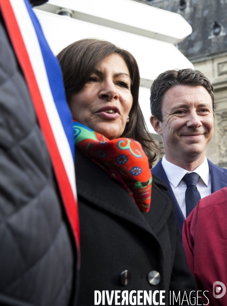 Hommage d Anne HIDALGO et Benjamin GRIVEAUX à Brahim BOUARRAM, assassiné en 1995.