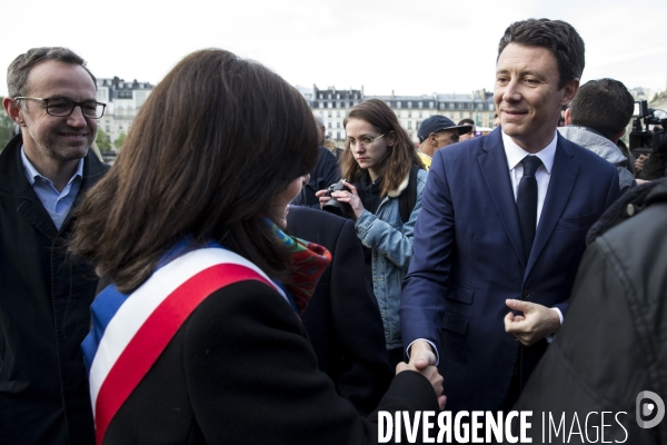 Hommage d Anne HIDALGO et Benjamin GRIVEAUX à Brahim BOUARRAM, assassiné en 1995.