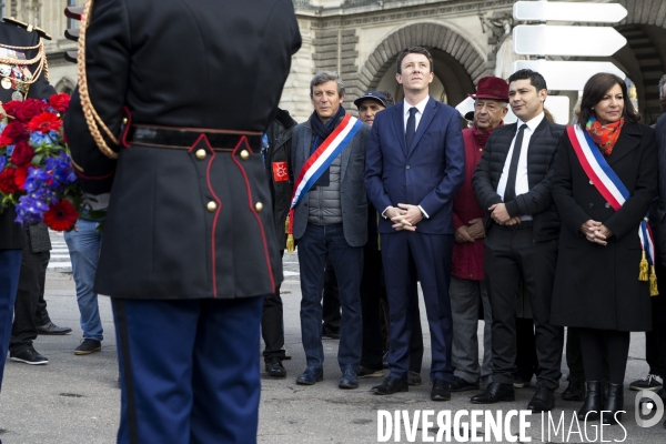 Hommage d Anne HIDALGO et Benjamin GRIVEAUX à Brahim BOUARRAM, assassiné en 1995.