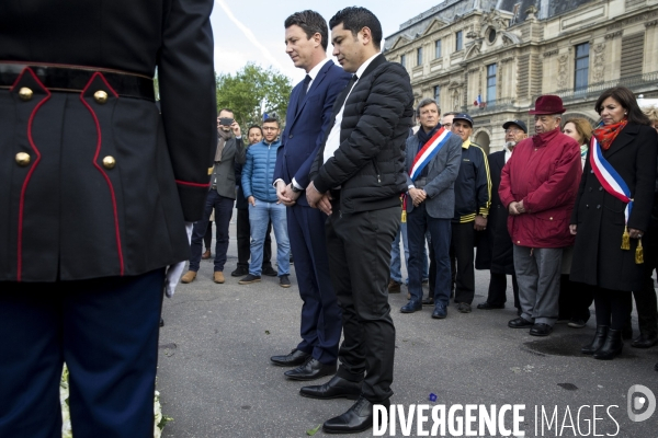 Hommage d Anne HIDALGO et Benjamin GRIVEAUX à Brahim BOUARRAM, assassiné en 1995.
