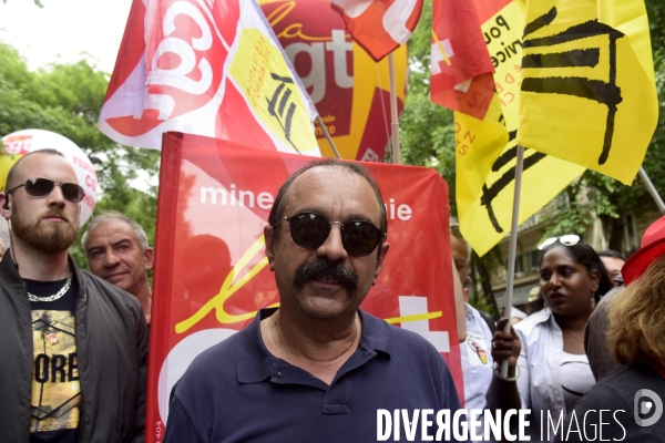 Philippe Martinez  dans la Manifestation anti-Macron, Marée Populaire à Paris. Philippe Martinez at Demonstration anti-Macron, Popular Tide Paris.