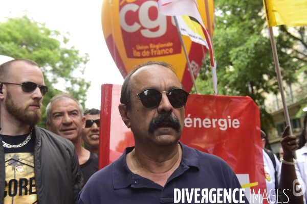 Philippe Martinez  dans la Manifestation anti-Macron, Marée Populaire à Paris. Philippe Martinez at Demonstration anti-Macron, Popular Tide Paris.