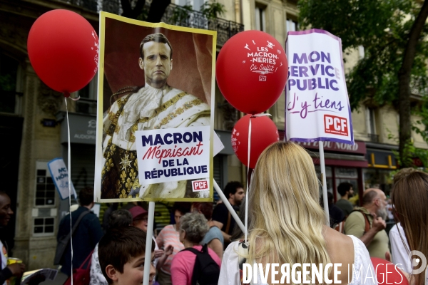 Philippe Martinez  dans la Manifestation anti-Macron, Marée Populaire à Paris. Philippe Martinez at Demonstration anti-Macron, Popular Tide Paris.