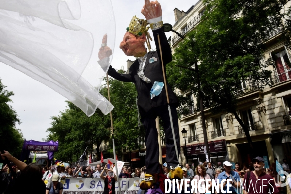 Philippe Martinez  dans la Manifestation anti-Macron, Marée Populaire à Paris. Philippe Martinez at Demonstration anti-Macron, Popular Tide Paris.