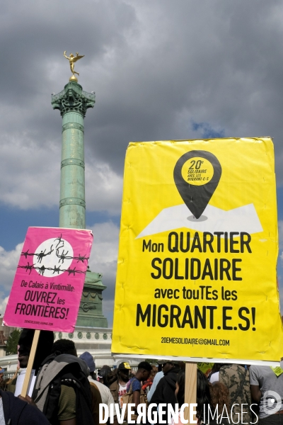 Manifestation Contre la Loi Asile-Immigration de Collomb et President Emmanuel Macron.  Demonstration Against the Asylum-Immigration Law of Collomb and President Emmanuel Macron.
