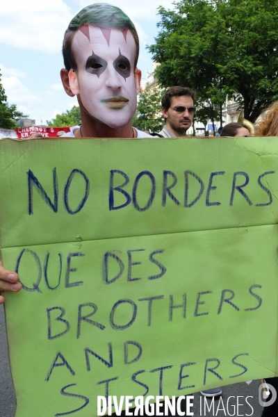 Manifestation Contre la Loi Asile-Immigration de Collomb et President Emmanuel Macron.  Demonstration Against the Asylum-Immigration Law of Collomb and President Emmanuel Macron.