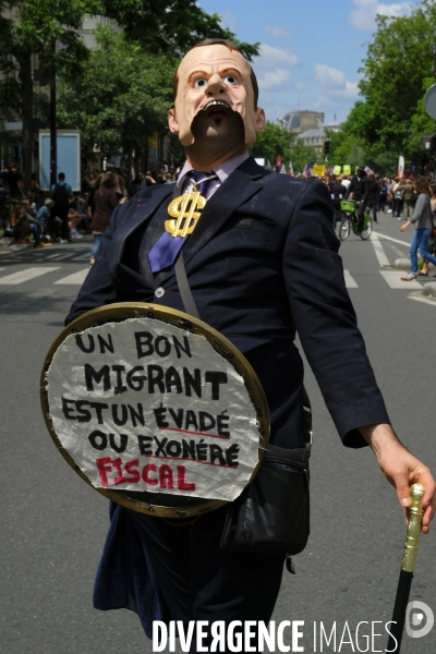 Manifestation Contre la Loi Asile-Immigration de Collomb et President Emmanuel Macron.  Demonstration Against the Asylum-Immigration Law of Collomb and President Emmanuel Macron.