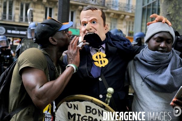 Manifestation Contre la Loi Asile-Immigration de Collomb et President Emmanuel Macron.  Demonstration Against the Asylum-Immigration Law of Collomb and President Emmanuel Macron.