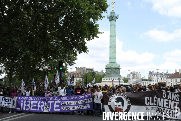 Manifestation Contre la Loi Asile-Immigration de Collomb et President Emmanuel Macron.  Demonstration Against the Asylum-Immigration Law of Collomb and President Emmanuel Macron.