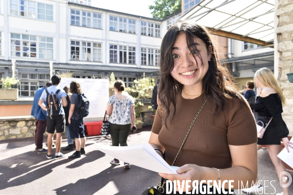 Baccalauréat, résultat positif et joyeux du BAC, au lycée. BAC, high students of school.