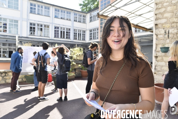 Baccalauréat, résultat positif et joyeux du BAC, au lycée. BAC, high students of school.