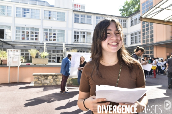 Baccalauréat, résultat positif et joyeux du BAC, au lycée. BAC, high students of school.