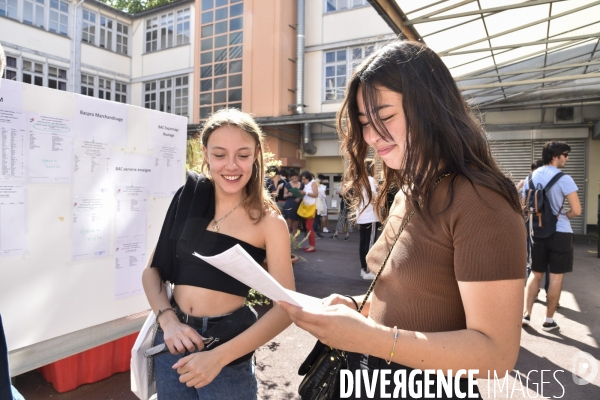 Baccalauréat, résultat positif et joyeux du BAC, au lycée. BAC, high students of school.