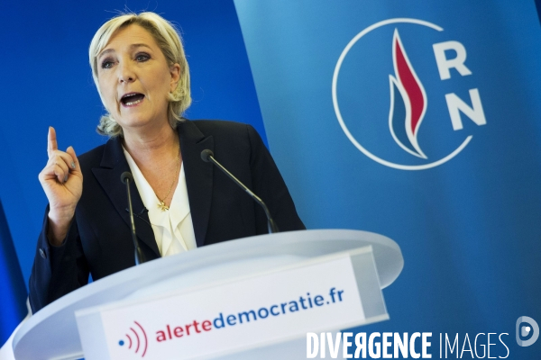 Conférence de presse de Marine Le PEN au siège du Rassemblement National