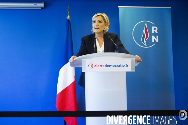 Conférence de presse de Marine Le PEN au siège du Rassemblement National