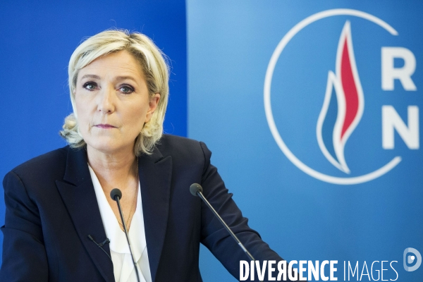 Conférence de presse de Marine Le PEN au siège du Rassemblement National