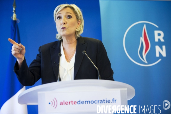 Conférence de presse de Marine Le PEN au siège du Rassemblement National