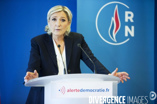 Conférence de presse de Marine Le PEN au siège du Rassemblement National