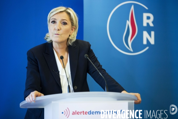 Conférence de presse de Marine Le PEN au siège du Rassemblement National