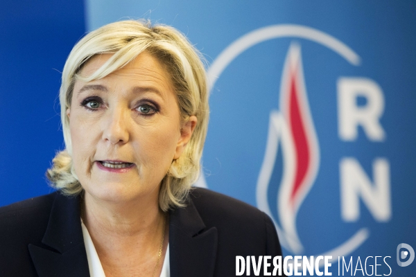 Conférence de presse de Marine Le PEN au siège du Rassemblement National