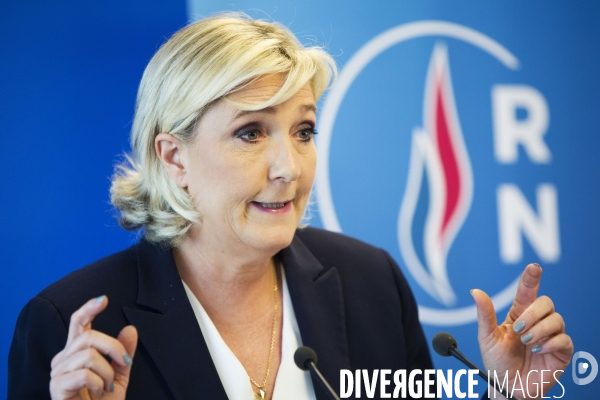 Conférence de presse de Marine Le PEN au siège du Rassemblement National