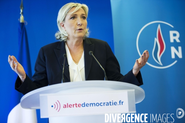 Conférence de presse de Marine Le PEN au siège du Rassemblement National