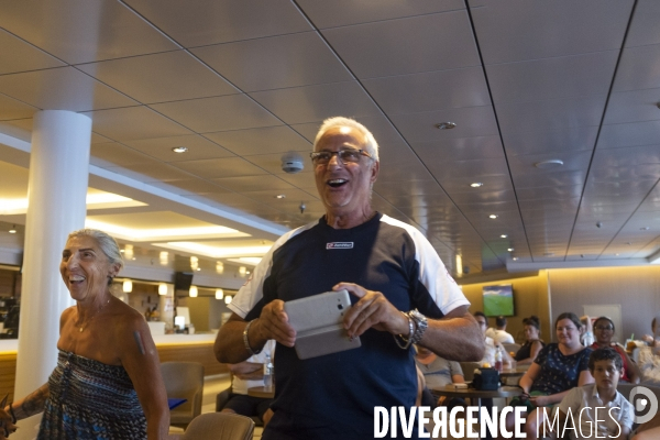 En attendant la Finale...  à bord du navire MEGA ANDREA de la Compagnie Corsica Ferries