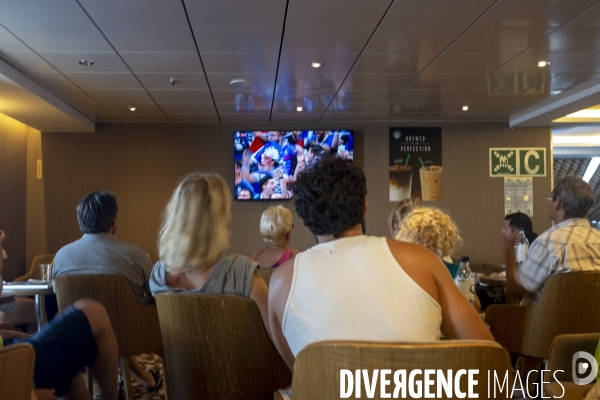 En attendant la Finale...  à bord du navire MEGA ANDREA de la Compagnie Corsica Ferries