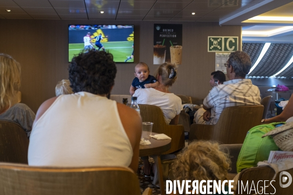 En attendant la Finale...  à bord du navire MEGA ANDREA de la Compagnie Corsica Ferries