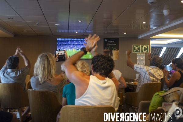 En attendant la Finale...  à bord du navire MEGA ANDREA de la Compagnie Corsica Ferries