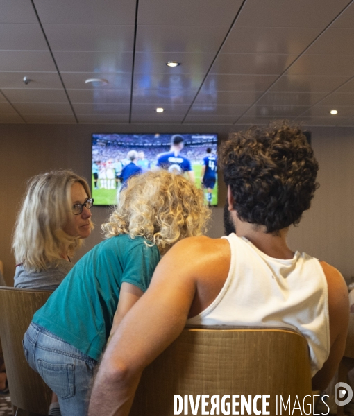 En attendant la Finale...  à bord du navire MEGA ANDREA de la Compagnie Corsica Ferries