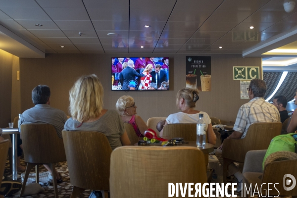 En attendant la Finale...  à bord du navire MEGA ANDREA de la Compagnie Corsica Ferries