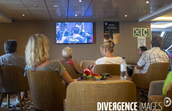 En attendant la Finale...  à bord du navire MEGA ANDREA de la Compagnie Corsica Ferries