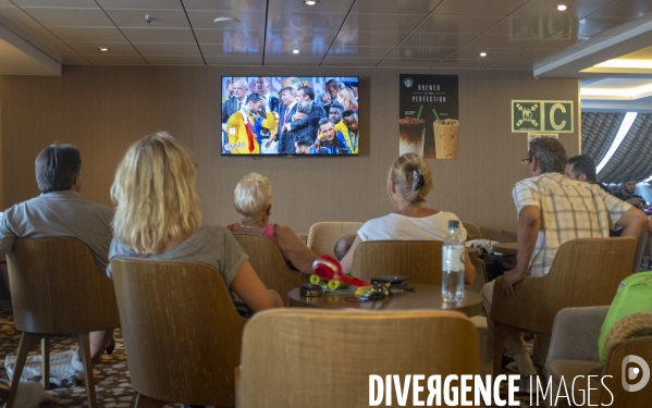 En attendant la Finale...  à bord du navire MEGA ANDREA de la Compagnie Corsica Ferries