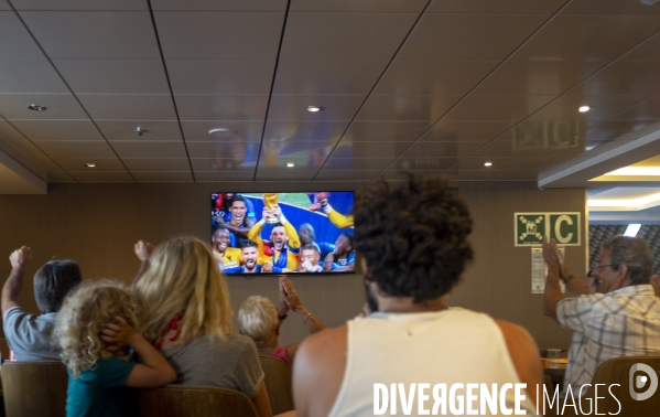 En attendant la Finale...  à bord du navire MEGA ANDREA de la Compagnie Corsica Ferries